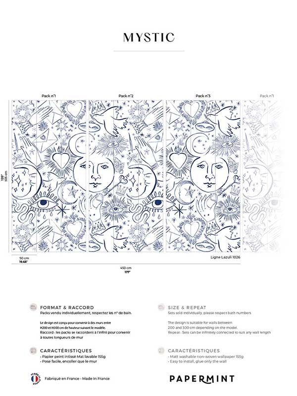 Mystic Pack 1 2 3 fabric in white color - pattern number 8184-BDL-CH3 - by Veer Decor in the Papermint Wall Murals collection