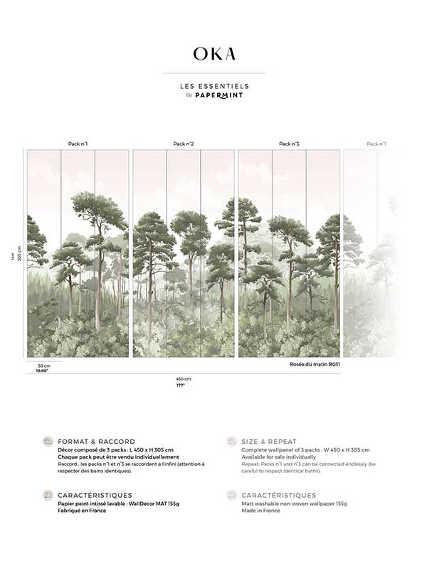 Oka Pack 1 2 3 mural in pink color - pattern number 8184-BDL-CJ2 - by Veer Decor in the Papermint Wall Murals collection