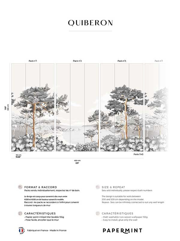 Quiberon Pack 1 2 3 mural in white color - pattern number 8184-BDL-CR2 - by Veer Decor in the Papermint Wall Murals collection