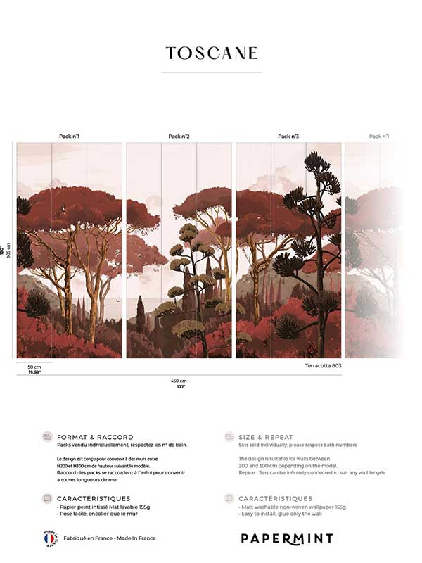 Tuscany Pack 1 2 3 mural in orange color - pattern number 8184-BDL-DC2 - by Veer Decor in the Papermint Wall Murals collection