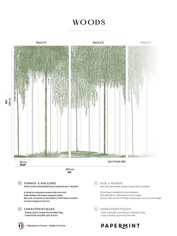 Woods Pack 1 2 mural in green color - pattern number 8184-BDL-DI - by Veer Decor in the Papermint Wall Murals collection