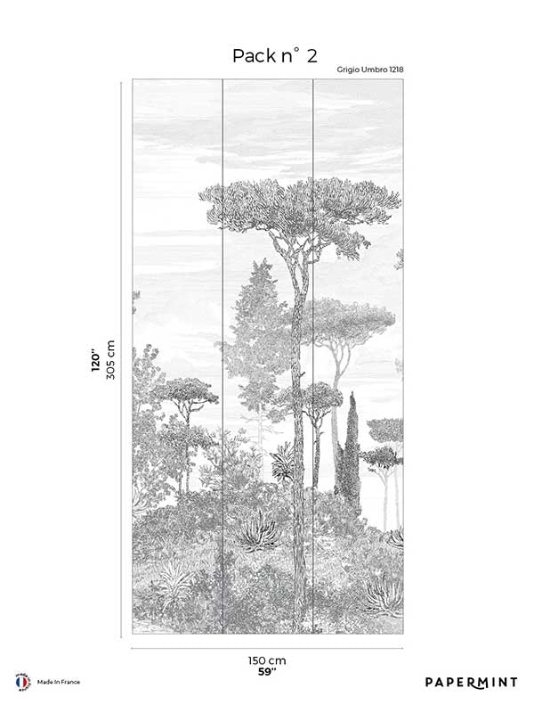 Pine Forest Pack 2 mural in gray color - pattern number 8184-BE1-B - by Veer Decor in the Papermint Wall Murals collection