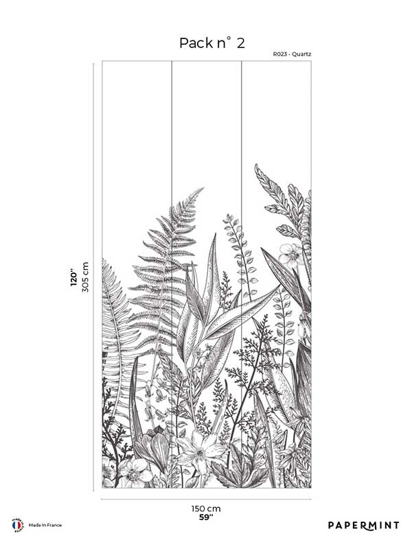 Garden Line Pack 2 mural in gray color - pattern number 8184-BG1-B - by Veer Decor in the Papermint Wall Murals collection