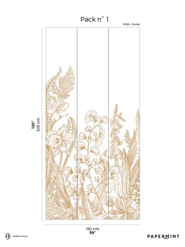 Garden Line Pack 1 mural in brown color - pattern number 8184-BG3-A - by Veer Decor in the Papermint Wall Murals collection