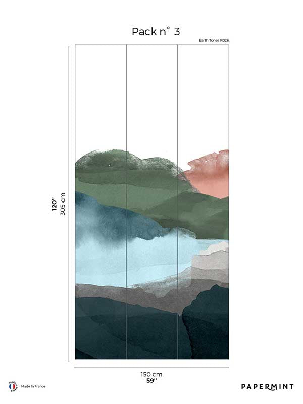 Hills Pack 3 mural in multi color - pattern number 8184-BH1-C - by Veer Decor in the Papermint Wall Murals collection