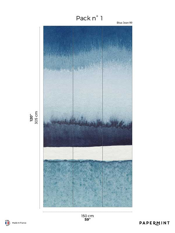 Sea Horizon Pack 1 mural in blue color - pattern number 8184-BI1-A - by Veer Decor in the Papermint Wall Murals collection