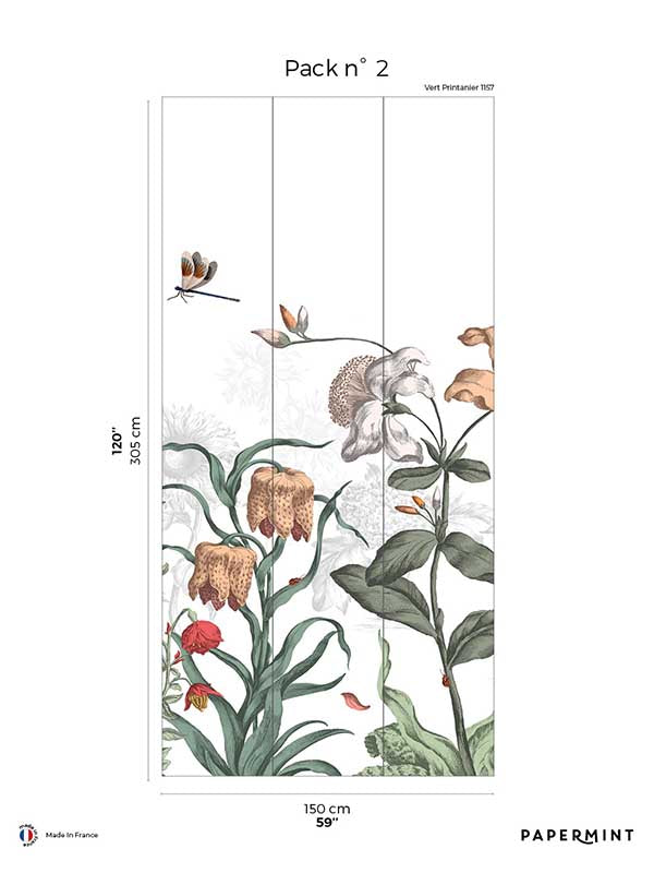 English Garden Pack 2 mural in green color - pattern number 8184-BK1-B - by Veer Decor in the Papermint Wall Murals collection