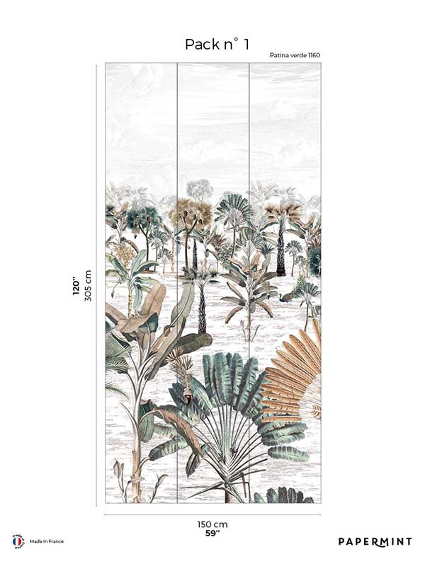 Java Pack 1 mural in green color - pattern number 8184-BM1-A - by Veer Decor in the Papermint Wall Murals collection