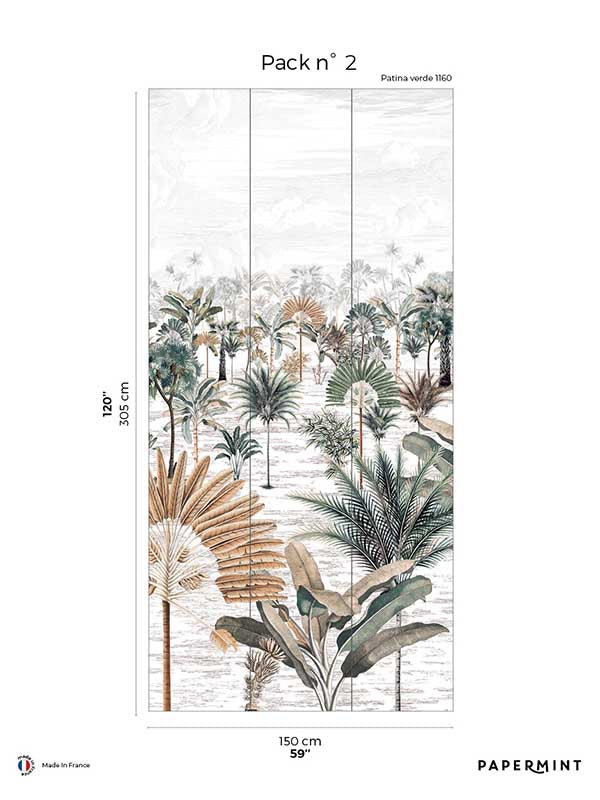 Java Pack 2 mural in green color - pattern number 8184-BM1-B - by Veer Decor in the Papermint Wall Murals collection