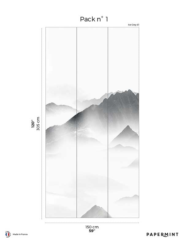 Mist Pack 1 mural in gray color - pattern number 8184-BN1-A - by Veer Decor in the Papermint Wall Murals collection