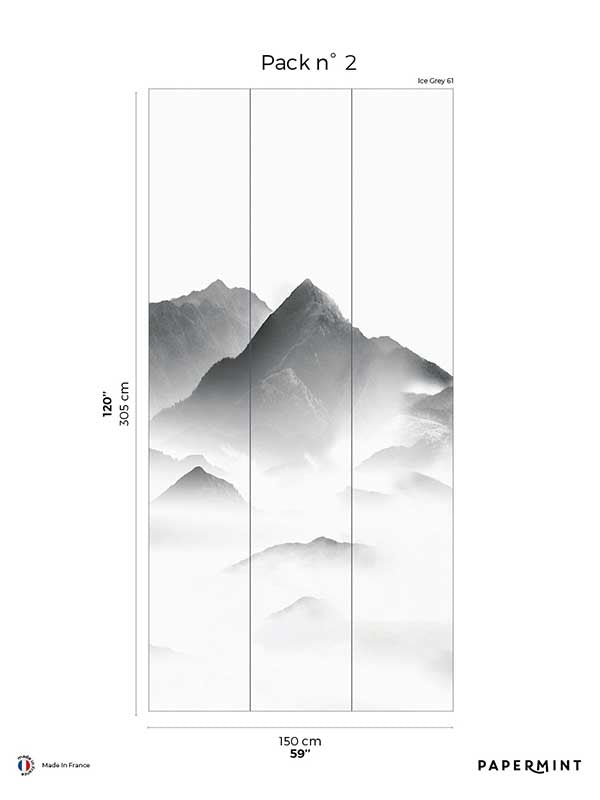 Mist Pack 2 mural in gray color - pattern number 8184-BN1-B - by Veer Decor in the Papermint Wall Murals collection