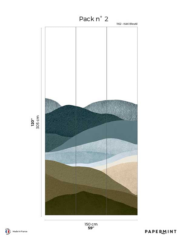 The Hills Pack 2 mural in blue color - pattern number 8184-BP2-B - by Veer Decor in the Papermint Wall Murals collection