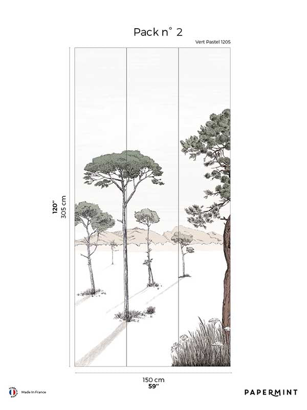Shadows Pack 2 mural in green color - pattern number 8184-BS2-B - by Veer Decor in the Papermint Wall Murals collection