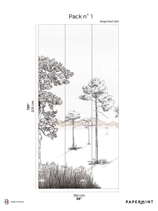 Shadows Pack 1 mural in pink color - pattern number 8184-BS3-A - by Veer Decor in the Papermint Wall Murals collection
