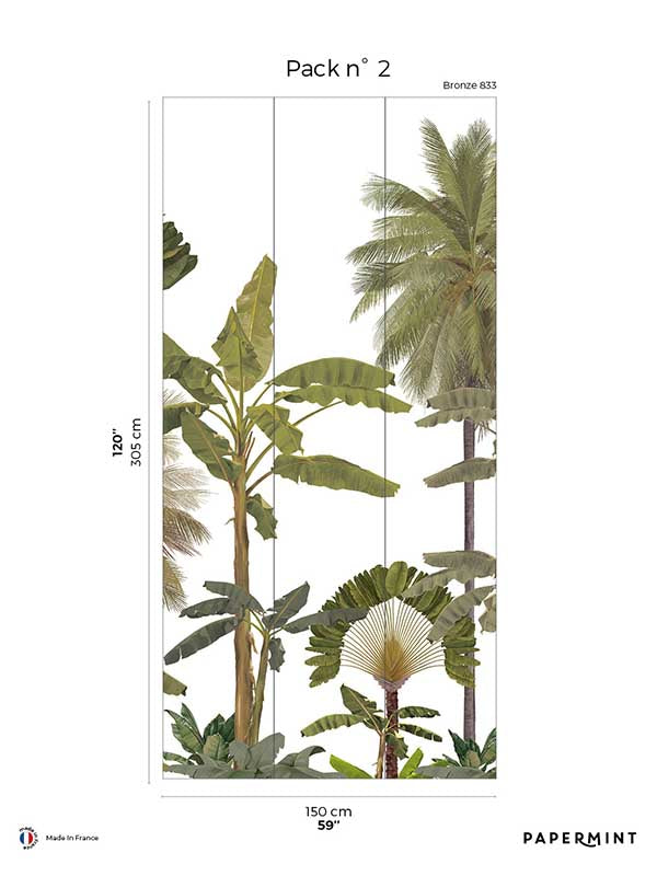 Manaus Pack 2 mural in green color - pattern number 8184-BY1-B - by Veer Decor in the Papermint Wall Murals collection