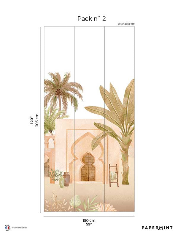 Marrakesh Pack 2 mural in gold color - pattern number 8184-BZ1-B - by Veer Decor in the Papermint Wall Murals collection