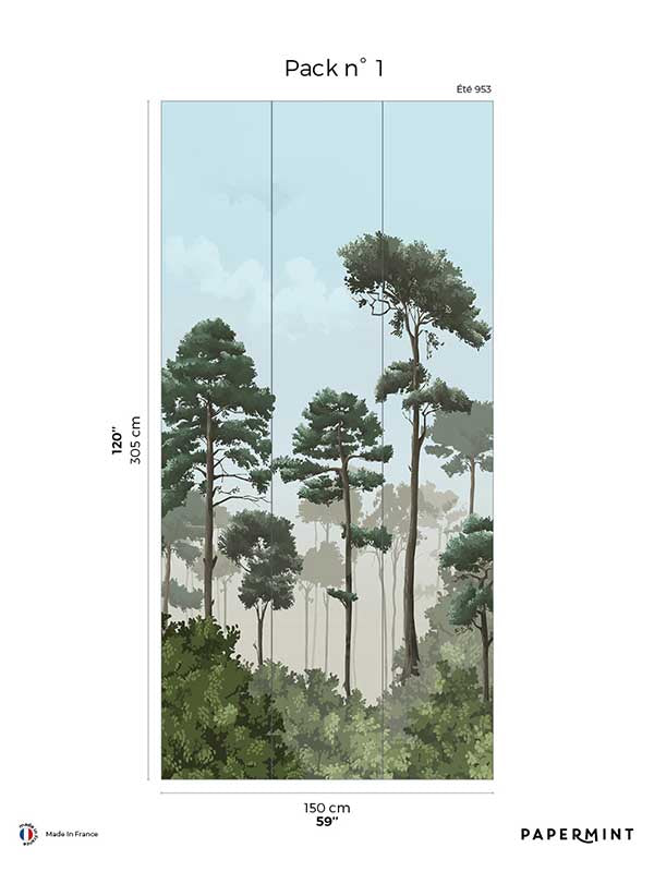 Matsu Pack 1 mural in blue color - pattern number 8184-CA2-A - by Veer Decor in the Papermint Wall Murals collection
