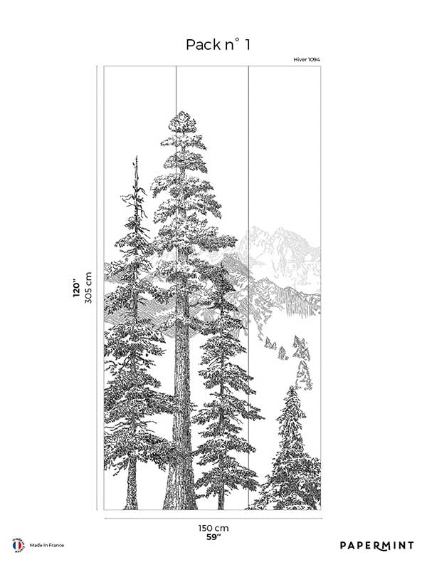 Mountains Pack 1 mural in black color - pattern number 8184-CD1-A - by Veer Decor in the Papermint Wall Murals collection