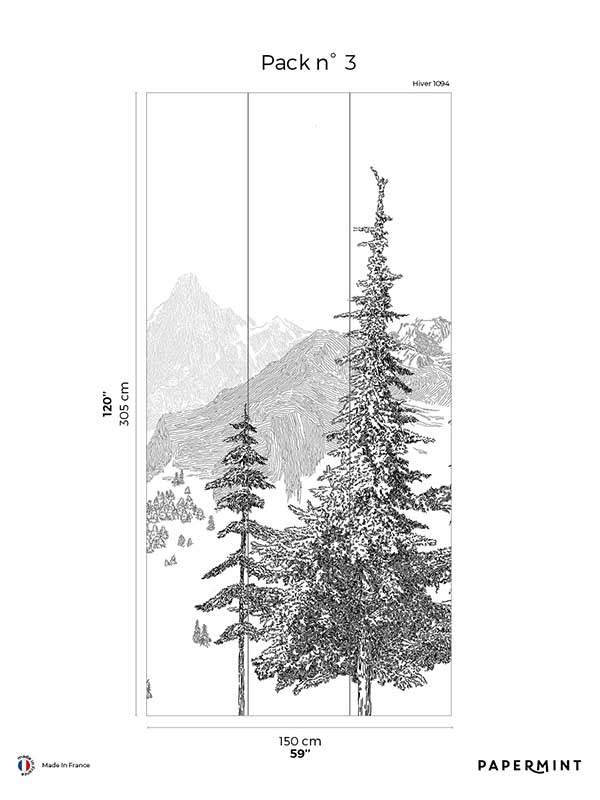 Mountains Pack 3 fabric in black color - pattern number 8184-CD1-C - by Veer Decor in the Papermint Wall Murals collection