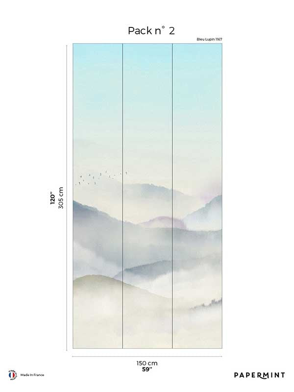 Japanese Mountain Pack 2 mural in blue color - pattern number 8184-CF1-B - by Veer Decor in the Papermint Wall Murals collection