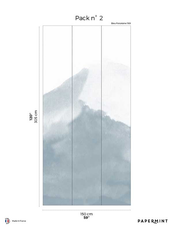 Mountain Water Pack 2 mural in blue color - pattern number 8184-CG1-B - by Veer Decor in the Papermint Wall Murals collection