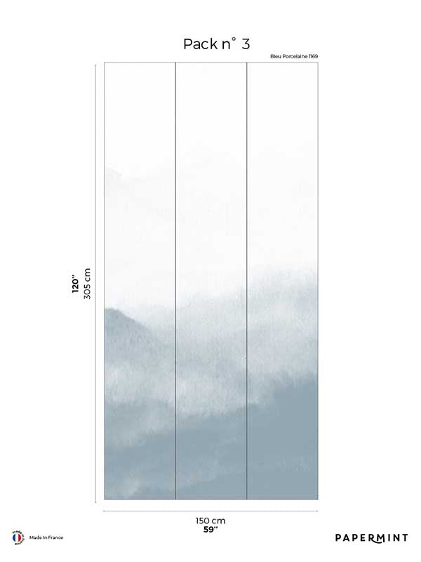 Mountain Water Pack 3 mural in blue color - pattern number 8184-CG1-C - by Veer Decor in the Papermint Wall Murals collection