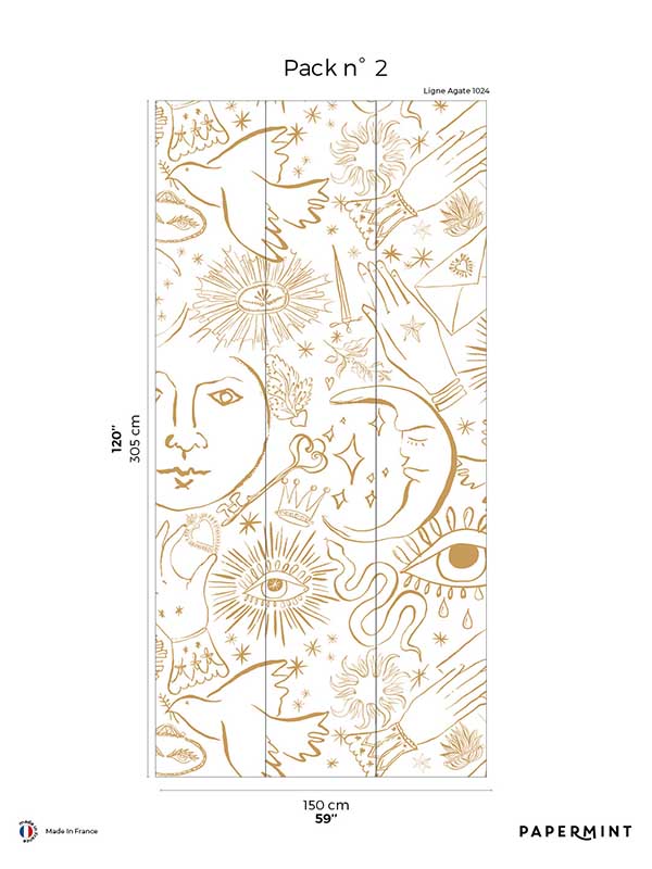 Mystic Pack 2 mural in gold color - pattern number 8184-CH1-B - by Veer Decor in the Papermint Wall Murals collection