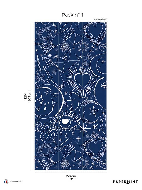 Mystic Pack 1 mural in blue color - pattern number 8184-CH4-A - by Veer Decor in the Papermint Wall Murals collection