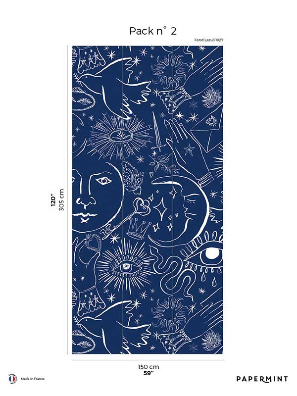 Mystic Pack 2 mural in blue color - pattern number 8184-CH4-B - by Veer Decor in the Papermint Wall Murals collection