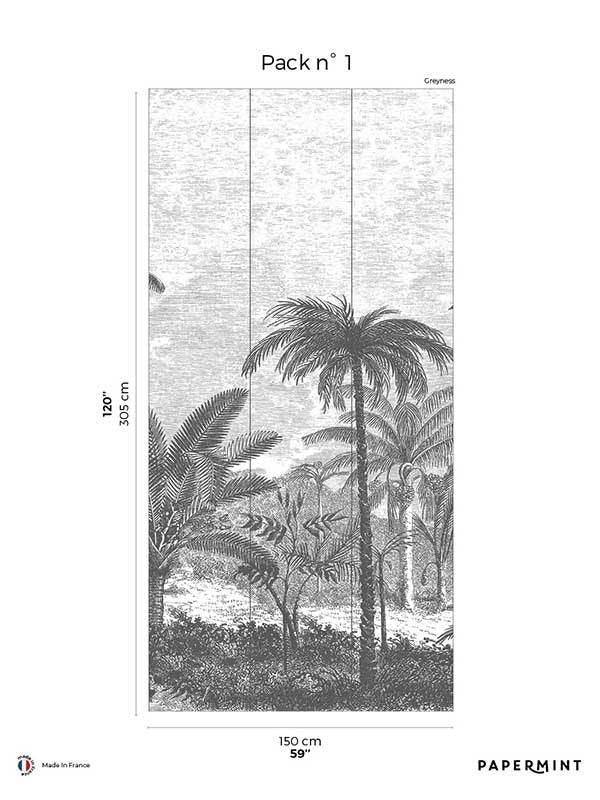 Palm Grove Pack 1 mural in gray color - pattern number 8184-CL1-A - by Veer Decor in the Papermint Wall Murals collection