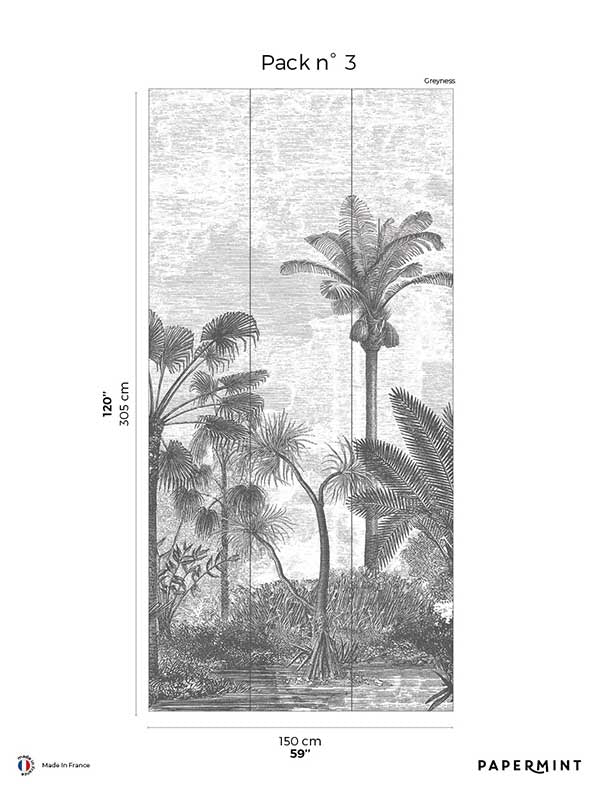Palm Grove Pack 3 mural in gray color - pattern number 8184-CL1-C - by Veer Decor in the Papermint Wall Murals collection