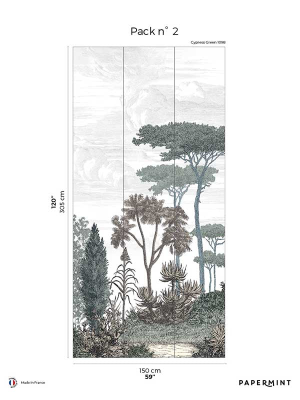 Pinery Pack 2 mural in green color - pattern number 8184-CN1-B - by Veer Decor in the Papermint Wall Murals collection