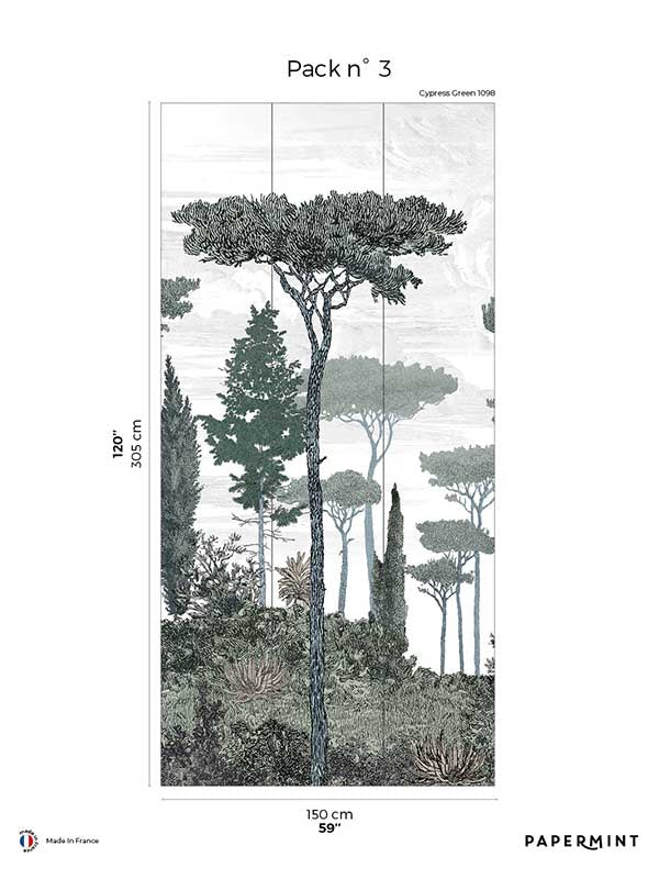 Pinery Pack 3 mural in green color - pattern number 8184-CN1-C - by Veer Decor in the Papermint Wall Murals collection