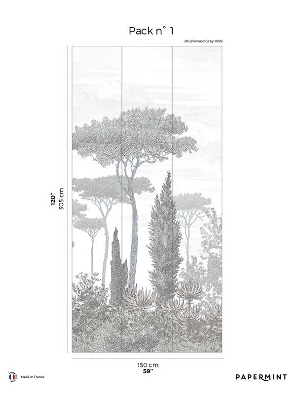 Pinery Pack 1 mural in gray color - pattern number 8184-CN2-A - by Veer Decor in the Papermint Wall Murals collection