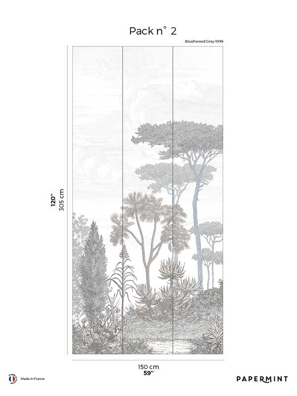 Pinery Pack 2 mural in gray color - pattern number 8184-CN2-B - by Veer Decor in the Papermint Wall Murals collection