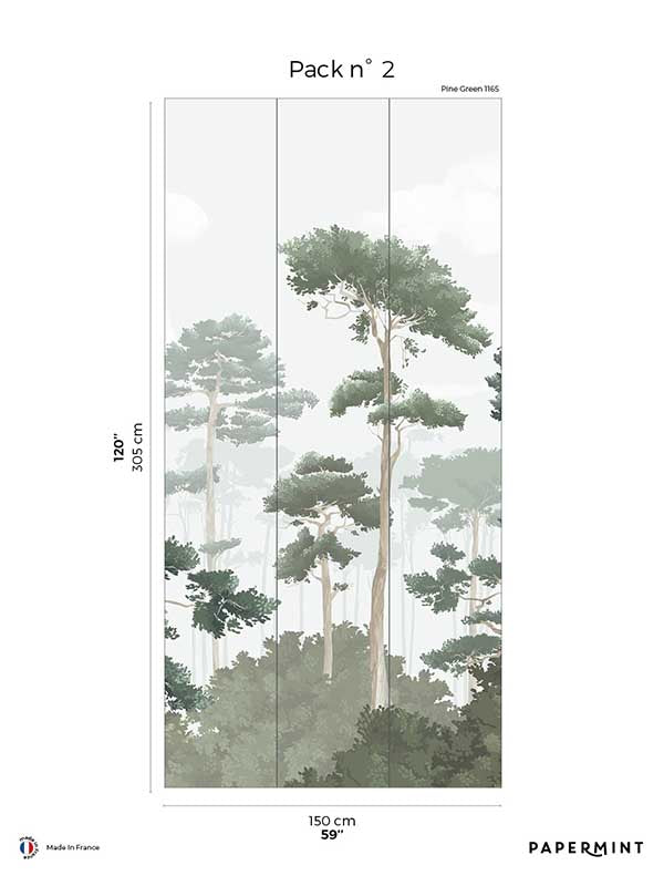 Pinewood Pack 2 mural in green color - pattern number 8184-CO1-B - by Veer Decor in the Papermint Wall Murals collection
