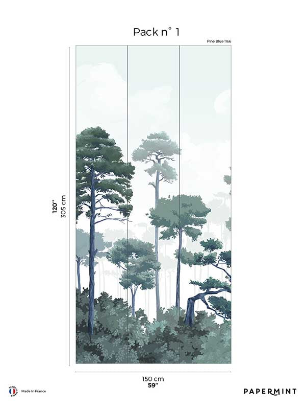 Pinewood Pack 1 mural in blue color - pattern number 8184-CO2-A - by Veer Decor in the Papermint Wall Murals collection
