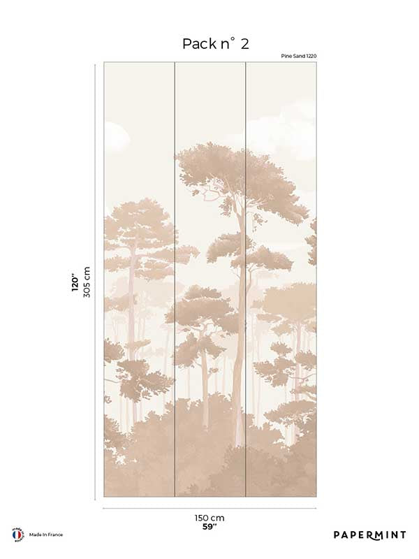 Pinewood Pack 2 mural in beige color - pattern number 8184-CO3-B - by Veer Decor in the Papermint Wall Murals collection