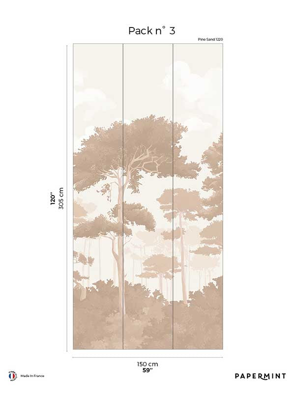 Pinewood Pack 3 mural in beige color - pattern number 8184-CO3-C - by Veer Decor in the Papermint Wall Murals collection