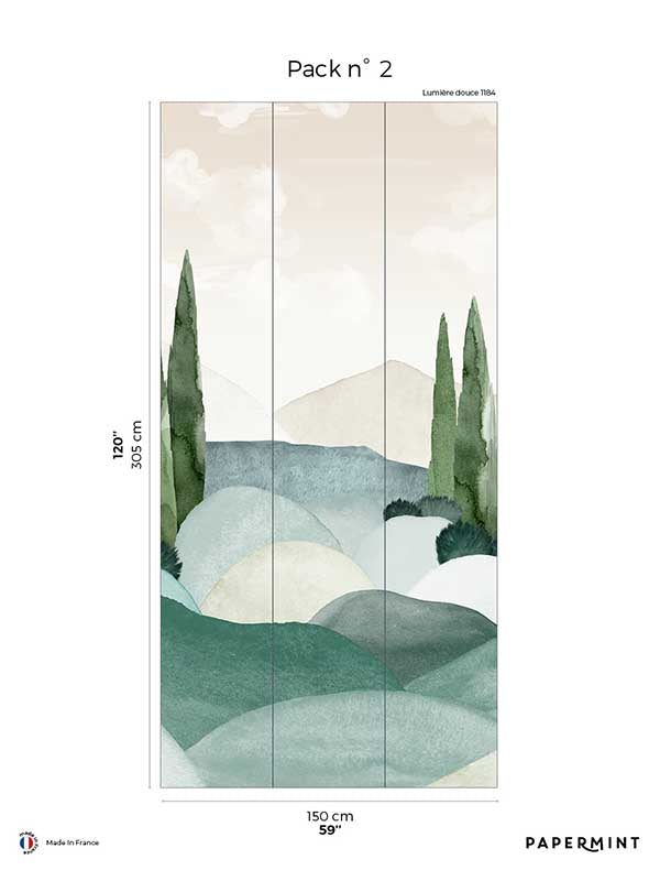 Provence Pack 2 mural in green color - pattern number 8184-CQ1-B - by Veer Decor in the Papermint Wall Murals collection