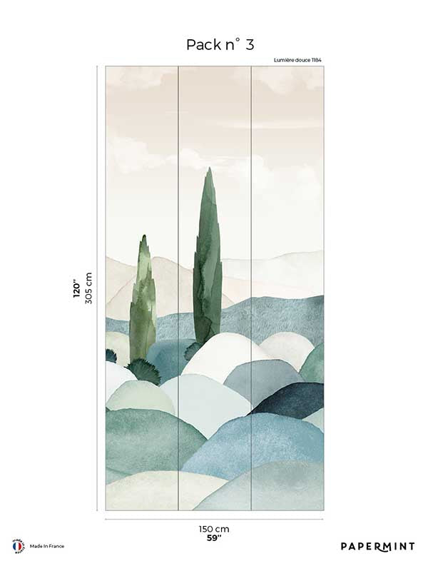 Provence Pack 3 mural in green color - pattern number 8184-CQ1-C - by Veer Decor in the Papermint Wall Murals collection
