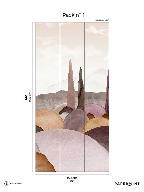 Provence Pack 1 mural in pink color - pattern number 8184-CQ2-A - by Veer Decor in the Papermint Wall Murals collection