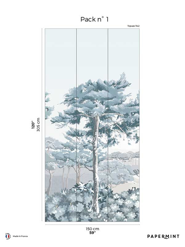 Quiberon Pack 1 mural in blue color - pattern number 8184-CR1-A - by Veer Decor in the Papermint Wall Murals collection