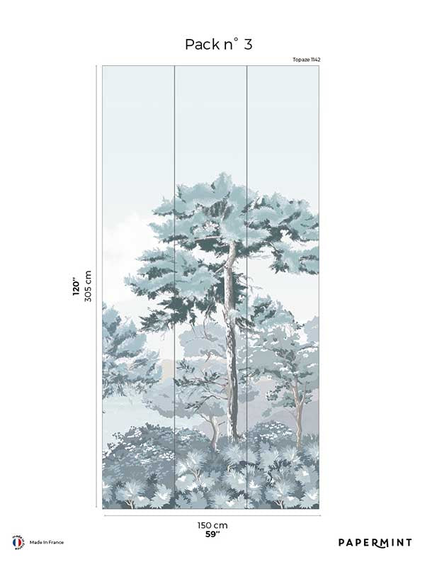 Quiberon Pack 3 mural in blue color - pattern number 8184-CR1-C - by Veer Decor in the Papermint Wall Murals collection