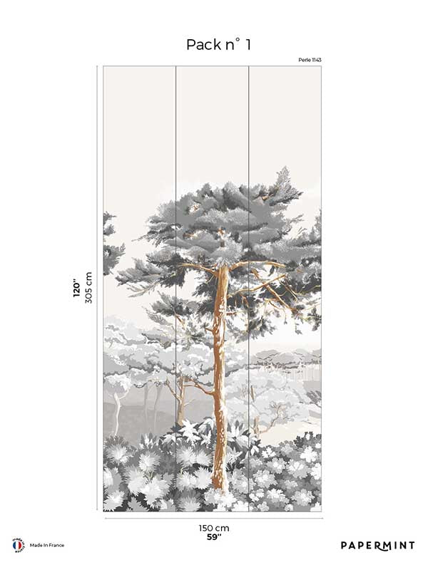 Quiberon Pack 1 mural in white color - pattern number 8184-CR2-A - by Veer Decor in the Papermint Wall Murals collection
