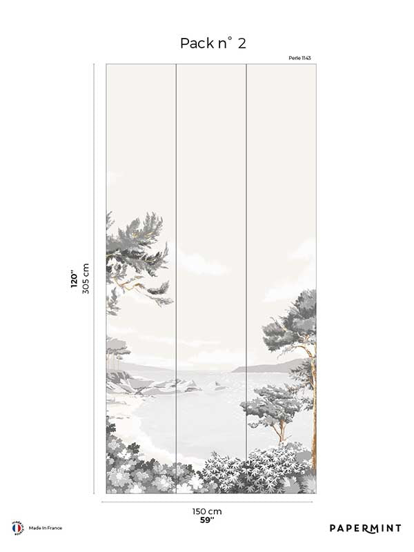 Quiberon Pack 2 mural in white color - pattern number 8184-CR2-B - by Veer Decor in the Papermint Wall Murals collection