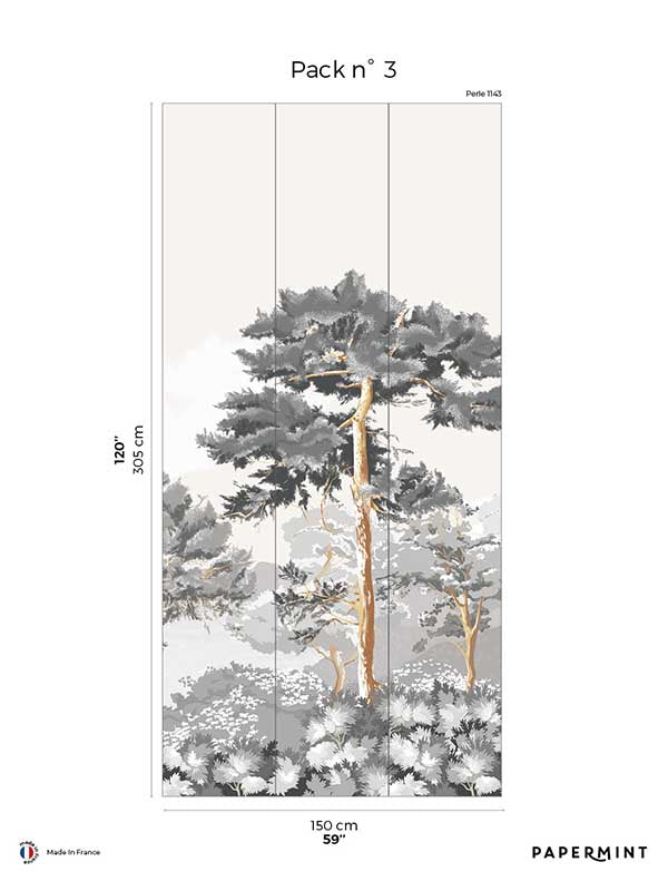 Quiberon Pack 3 mural in white color - pattern number 8184-CR2-C - by Veer Decor in the Papermint Wall Murals collection