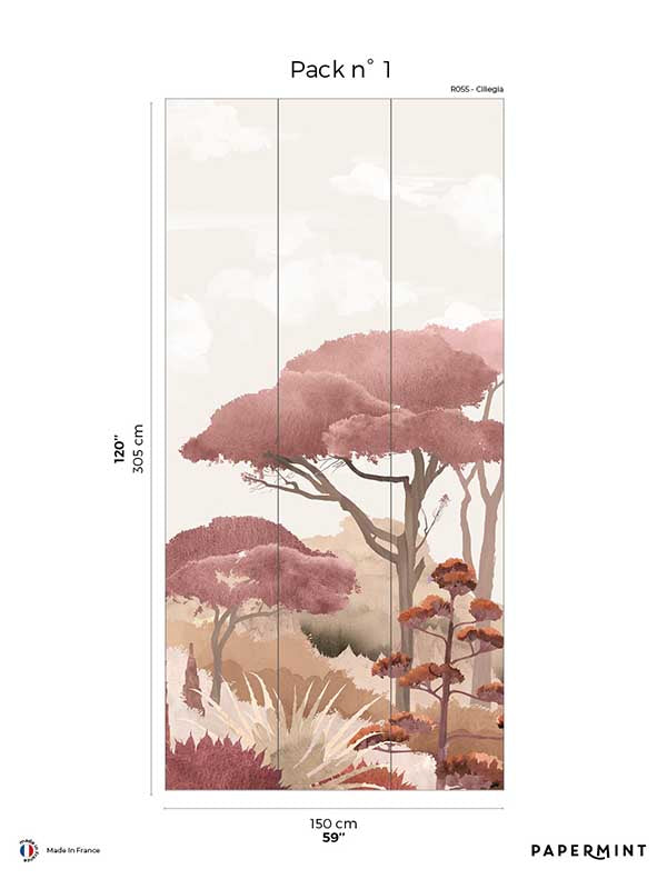 Riviera La Spiagga Pack 1 mural in pink color - pattern number 8184-CT1-A - by Veer Decor in the Papermint Wall Murals collection