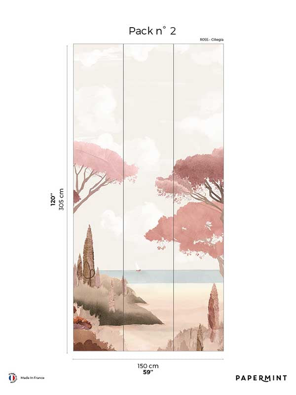 Riviera La Spiagga Pack 2 mural in pink color - pattern number 8184-CT1-B - by Veer Decor in the Papermint Wall Murals collection