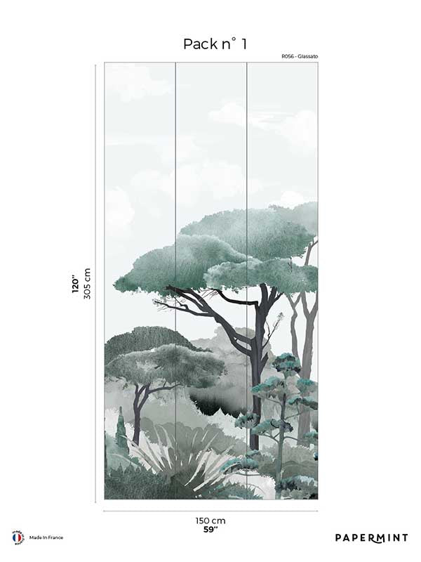 Riviera La Spiagga Pack 1 mural in green color - pattern number 8184-CT2-A - by Veer Decor in the Papermint Wall Murals collection